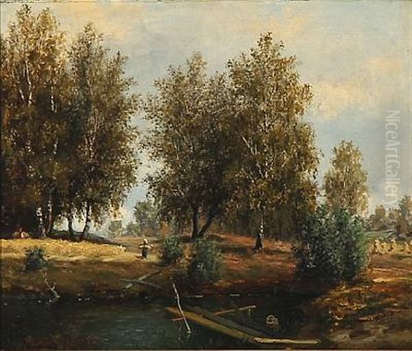 A Girl At A Forest Lake - view 1