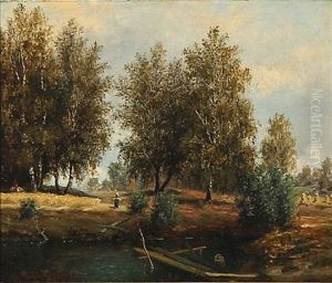 A Girl At A Forest Lake by Johan Herman Wedel-Anker