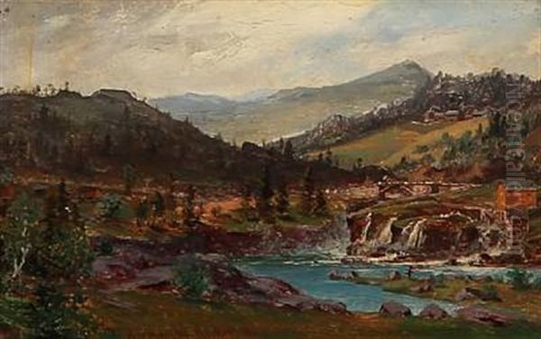 Norwegian Landscape With A Bridge And Stream - view 1