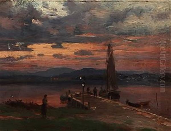 Norwegian Landscape At Sunset - view 1