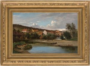Storgard Med Foss I Forgrunnen by Johan Herman Wedel-Anker