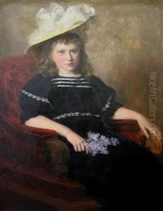 Portrait Of A Girl Seated Wearing A Blue Dress