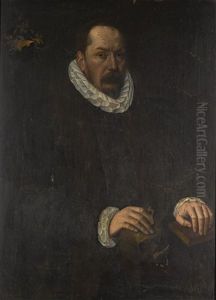 Portrait Of A Gentleman, Three-quarter-length, With His Hands Resting On A Skull And A Book by Gotthardt (Godert) de Wedig