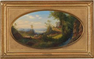 Open Landscape With View Of A River by Eduard Von Weeber
