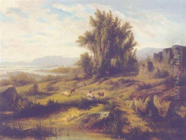 Felsige Landschaft Mit Hirte Und Vieh - view 1