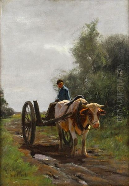 Man In An Ox Cart - view 1