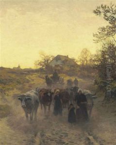 Landscape With Cows by Herman Johannes van der Weele