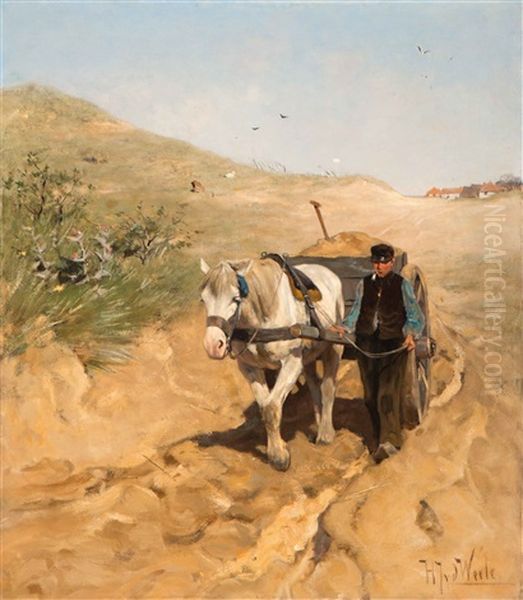 Farmer With Horse And Wagon In The Dunes - view 1
