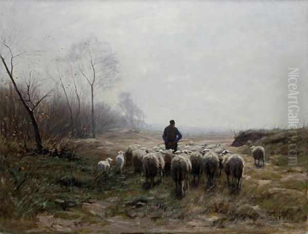 A Shepherd With His Flock - view 1