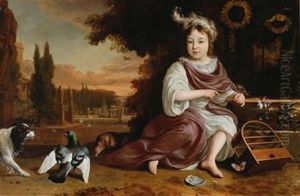 Portrait Of A Boy In A Park Landscape