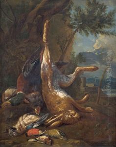 Stillleben Mit Erlegtem Hasen Und Federwild by Jan Weenix