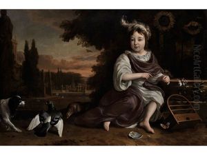 Portraitbildnis Des Prinzen Von Oranien Mit Vogelkafig In Parklandschaft