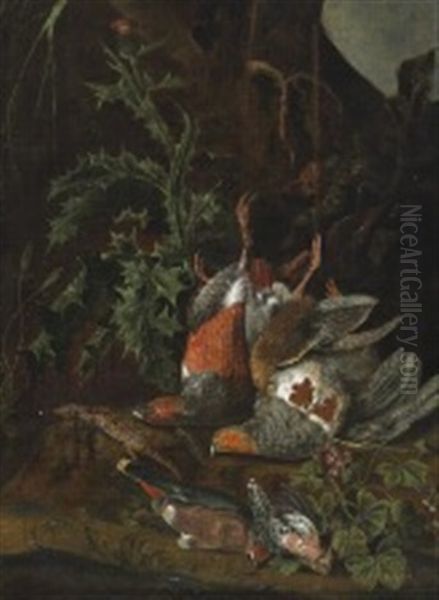 Nature Morte With Wild Birds Hanging At A Thistle - view 1
