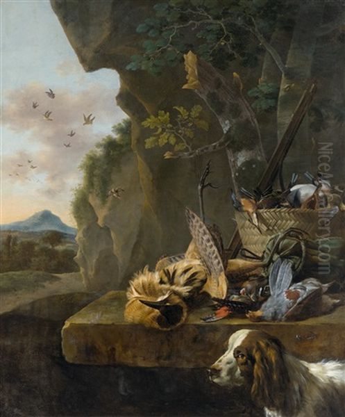 Jagdstillleben Mit Einer Rohrdommel Und Einem Hund In Einer Landschaft (collab W/workshop) - view 1