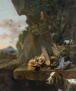 Jagdstillleben Mit Einer Rohrdommel Und Einem Hund In Einer Landschaft (collab W/workshop) Jagdstillleben Mit Einer Rohrdommel Und Einem Hund In Einer Landschaft (collab W/workshop)