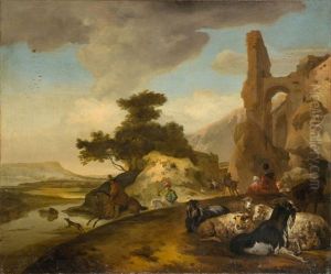 Landscape With A Flock Of Sheep And Riders