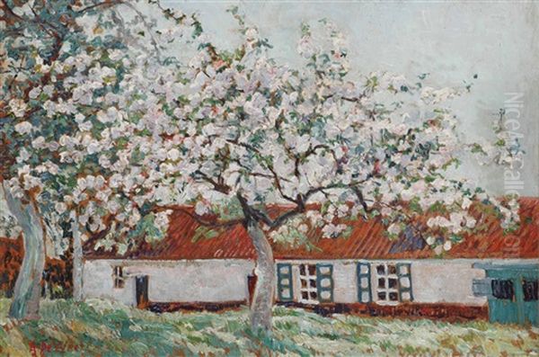 Blossoming Tree Near A Farm - view 1