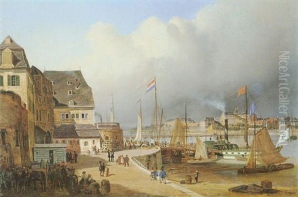Im Kolner Rheinhafen. Blick Auf Leystapel Und Das Rheingassentor - view 1