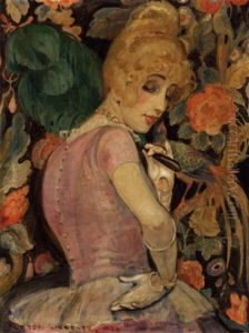 Portraet Af Lili Elbe Med Gron Fjervifte