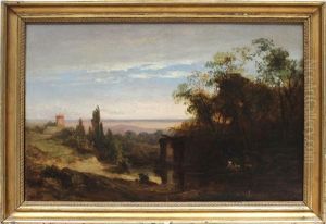 Sonnenuntergang In Der Romischen Campagna Oder Ansicht Von Taormina (siehe Beigefugte Gutachtenkopie Von Fr. Dr. Muller-hofstede)