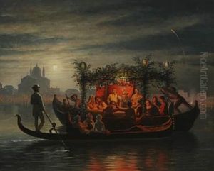 Redentore Festival On Giudecca Canal In Venice by Theodor (Gustav Th.) Wegener