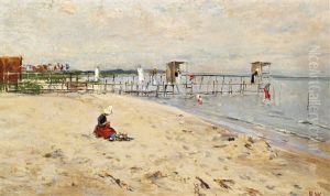 Summer Day At Taarbaek Beach With A Jetty