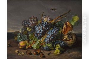 Fruchtestillleben Mit Vogelnest Und Insekten