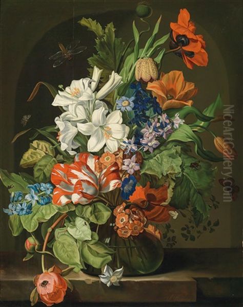 Ein Blumenarrangement In Einer Glasvase - view 1
