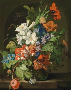 Ein Blumenarrangement In Einer Glasvase