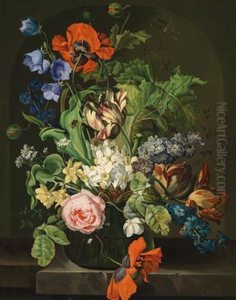 Blumenstillleben In Einer Glasvase - view 1