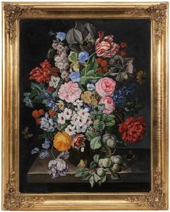 Still Life With Flowers And Fruit In A Glass Vase Still Life With Flowers And Fruit In A Glass Vase