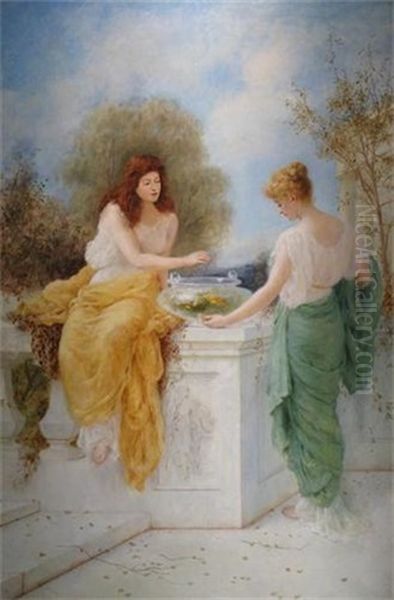 Classical Ladies On A Terrace By A Goldfish Bowl - view 1