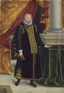 Portrait Of Johan Georges, Elector Of Brandenburg (1525-1598), Small Full-length, In Black Robes With Gold Embroidery And A Ruff Portrait Of Johan Georges, Elector Of Brandenburg (1525-1598), Small Full-length, In Black Robes With Gold Embroidery And A Ruff