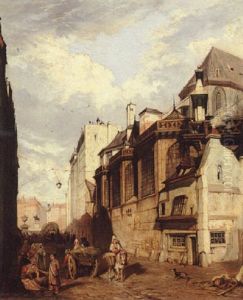 A Street Scene In Paris by Edward Henry Wehnert