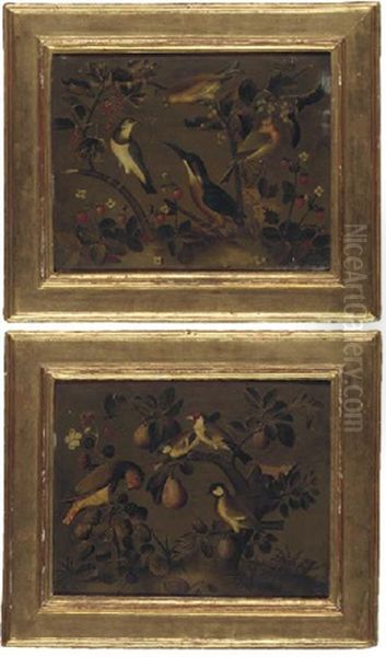 A Kingfisher, A Finch And Other Birds With Strawberries And Redcurrants (+ A Parrot, A Blue Tit, A Great Tit And A Goldfinch With Blackberries And Plums; 2 Works) - view 1