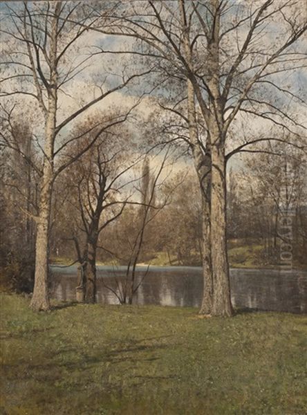 Parklandschaft Mit See Im Fruhling - view 1
