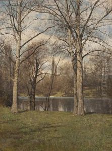 Parklandschaft Mit See Im Fruhling by Edouard Weichberger
