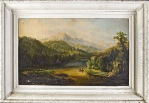 The River Through The Mountainous Terrain by Augustus (Karl) Weidenbach