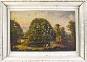 Cows In The Stream by Augustus (Karl) Weidenbach