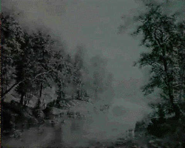 Southern Landscape With Figures Along A River - view 1