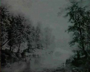 Southern Landscape With Figures Along A River by Augustus (Karl) Weidenbach