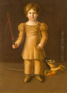 Bildnis Eines Knaben Mit Steckenpferd by Johann Caspar Weidenmann