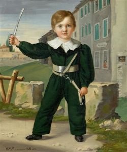 Portrait Of A Boy In Uniform by Johann Caspar Weidenmann