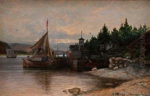 In The Harbour by Wilhelm Julius Weidif