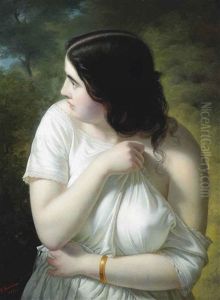 A Classical Maiden Preparing To Bathe by Joseph Weidner