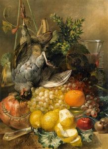Jagdstillleben Mit Fruchten Und Erlegtem Vogel