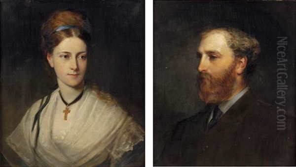 Portrait Of Shalcross Fitzherbert Widdrington (formerly Jacson) In A Dark Coat (+ Portrait Of Cecelia Widdrington, Nee Gregge-hopwood, With Ribbon In Her Hair And A White Lace Shawl; Pair) - view 1