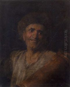 Lachender Mann Mit Pelzmutze