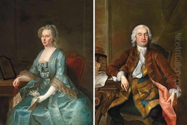 Bildnis Eines Mitglieds Der Sudtiroler Bildhauer- Und Architektenfamilie Pichler (+ Bildnis Seiner Ehefrau; Pair) - view 1
