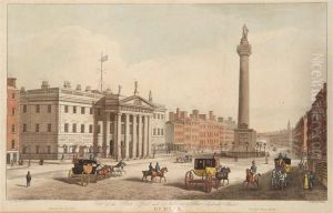 "dublin - View Of The Post Office And Nelson's Pillar,
Sackville Street" And "dublin by Samuel Frederick Brocas